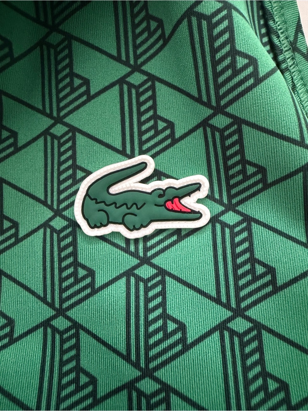 Authentic Lacoste Sport Green Geometric Sleeveless Polo Crop Top - Picture 7 of 7